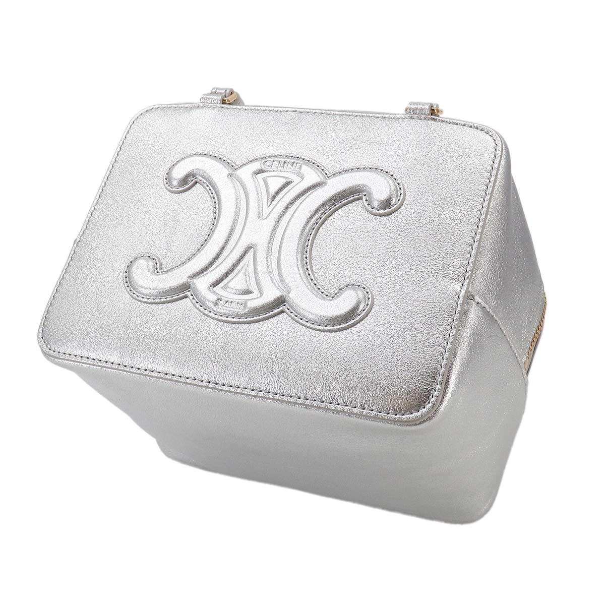 Cuir Triomphe Hand Shoulder Bag Leather Metallic silver