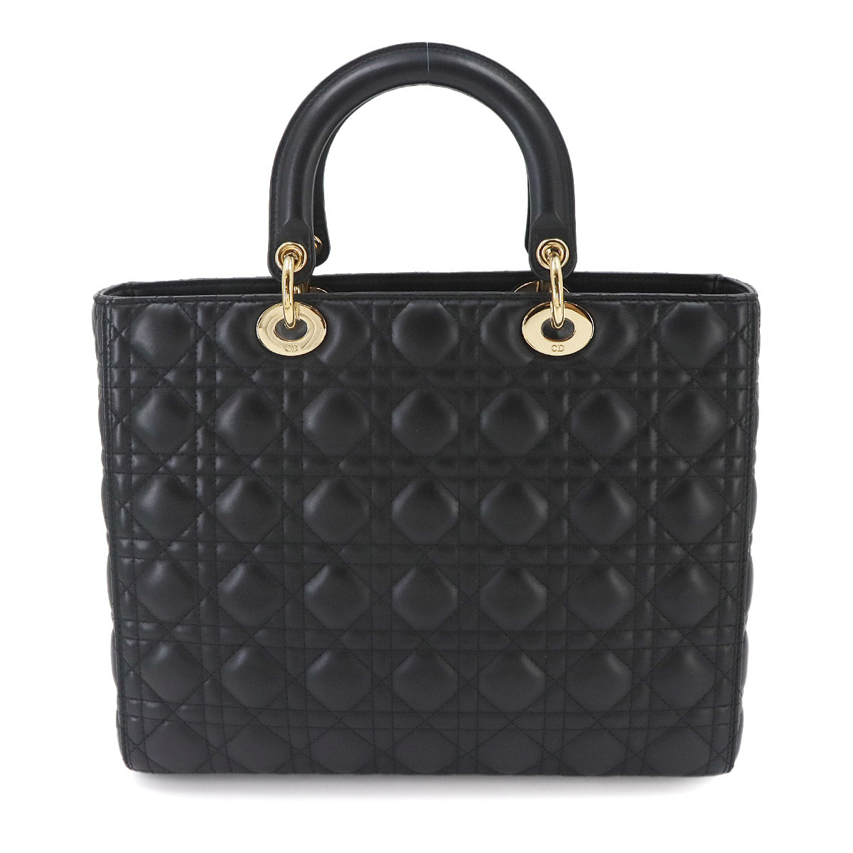 Lady Dior Large 2way Hand Shoulder Bag Leather Black