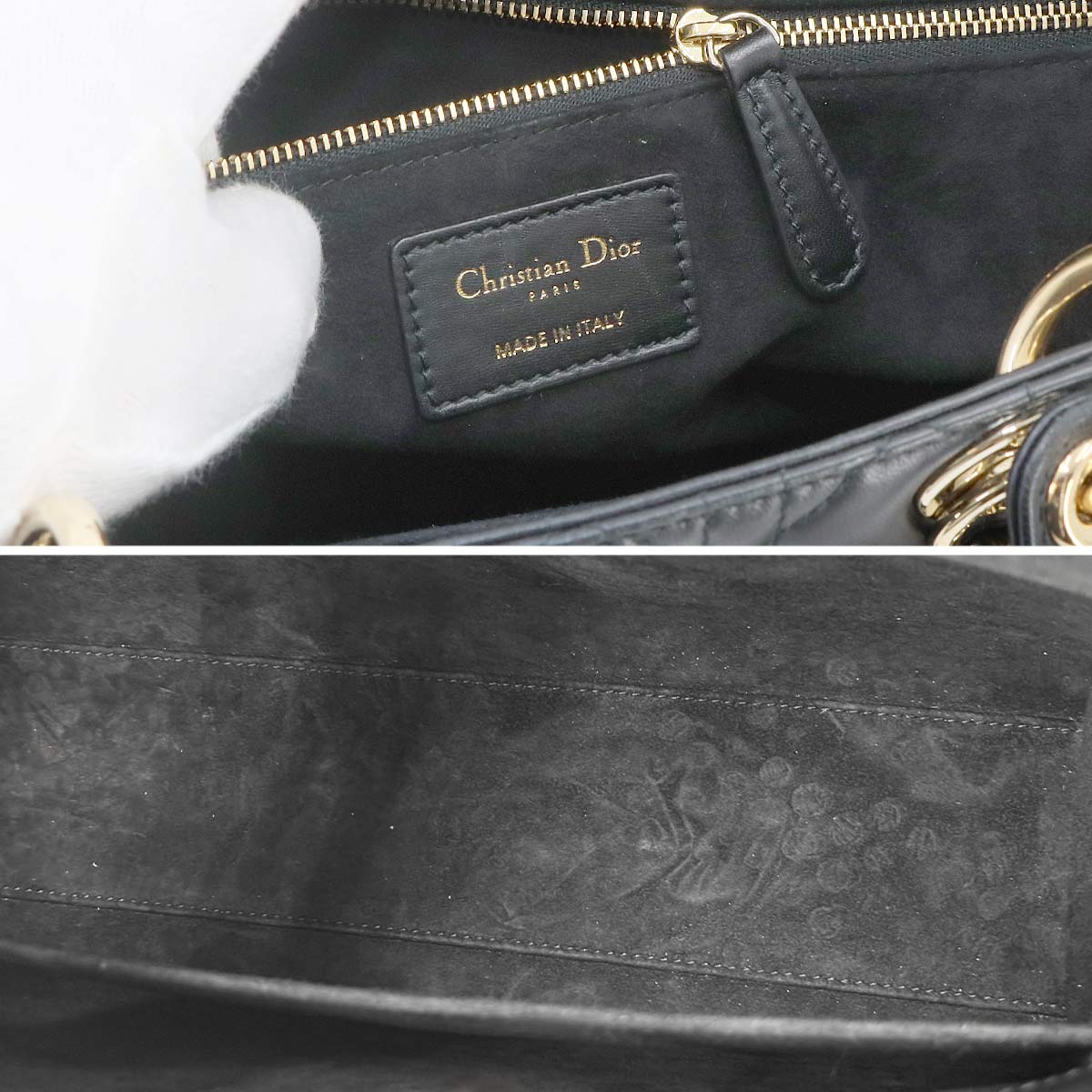 Lady Dior Large 2way Hand Shoulder Bag Leather Black