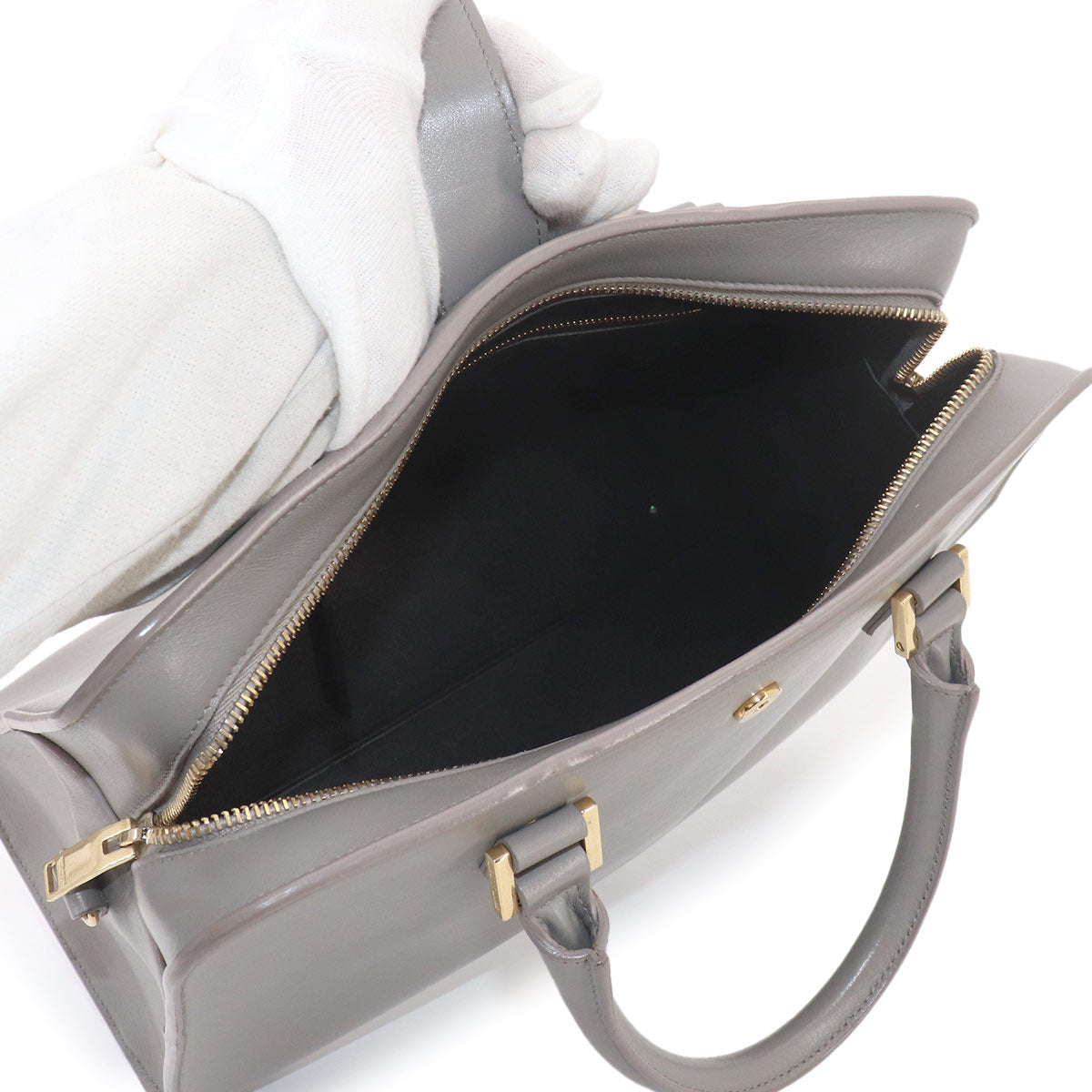 Cabas S Hand Shoulder Bag Leather Gray 472469