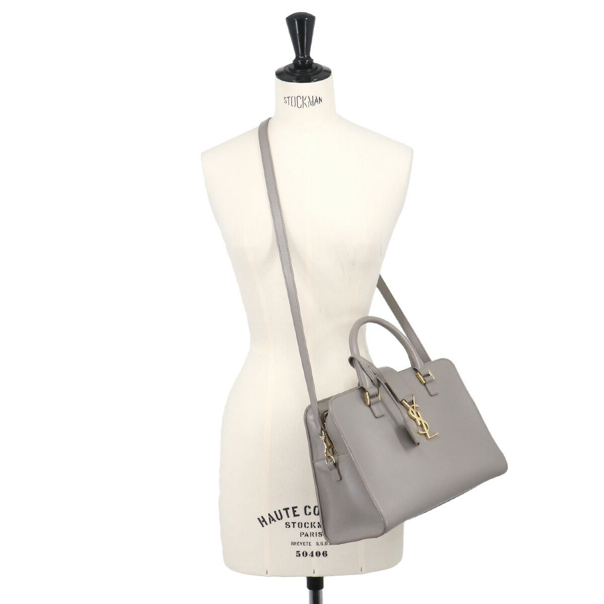 Cabas S Hand Shoulder Bag Leather Gray 472469