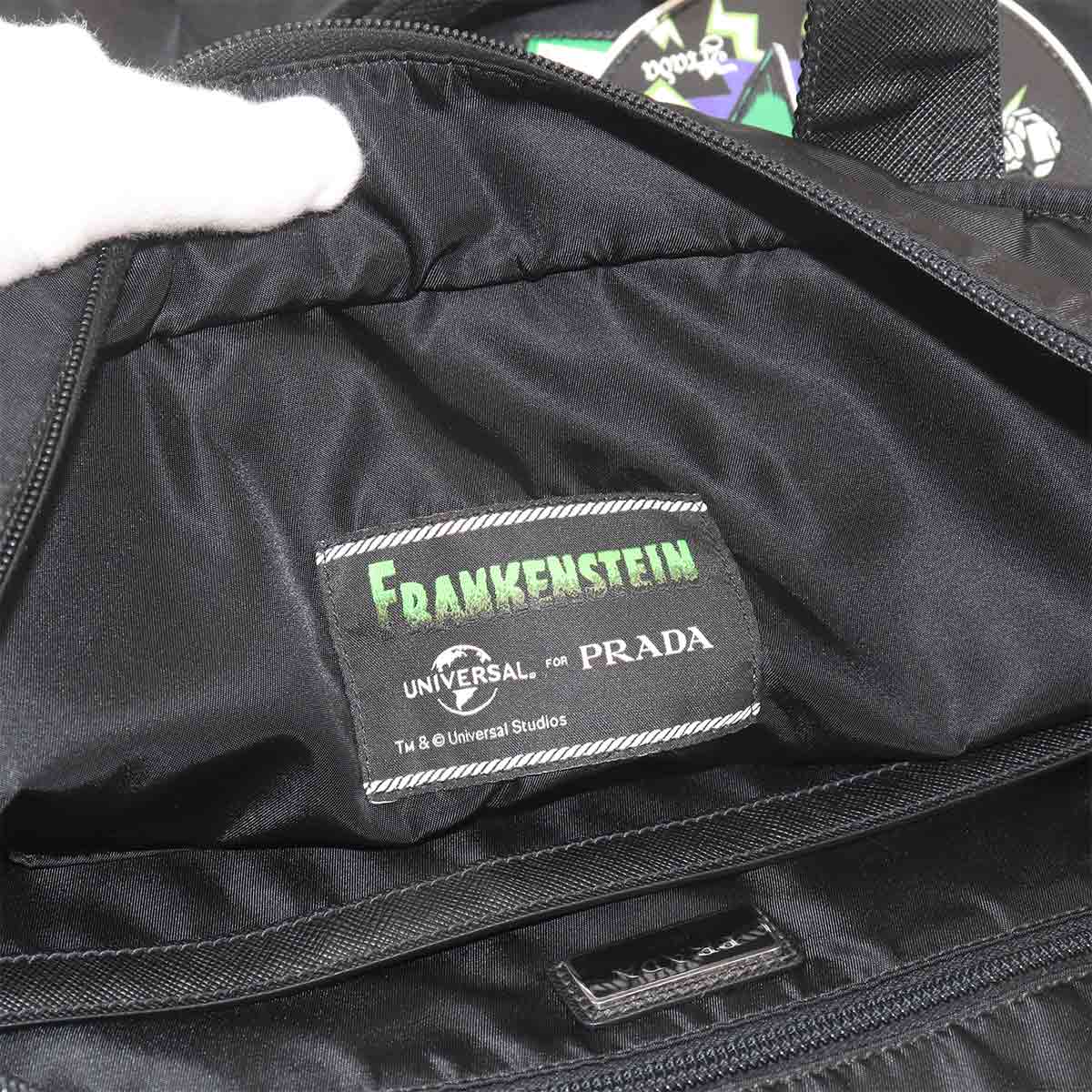 Frankenstein Tote Bag Nylon Saffiano Leather Nero Black