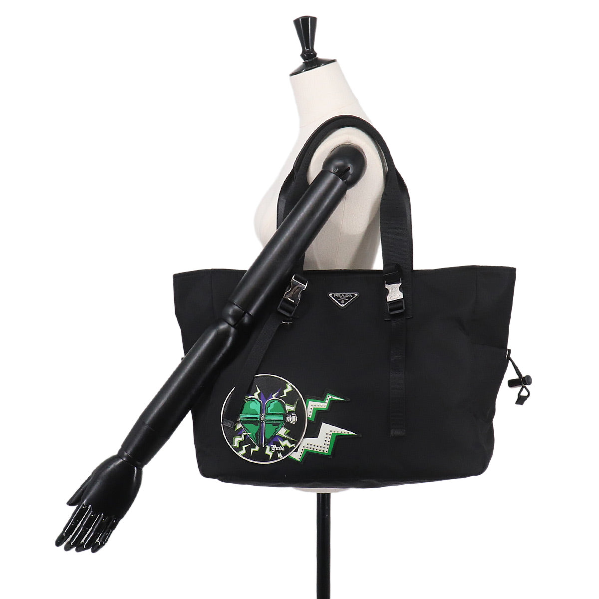 Frankenstein Tote Bag Nylon Saffiano Leather Nero Black