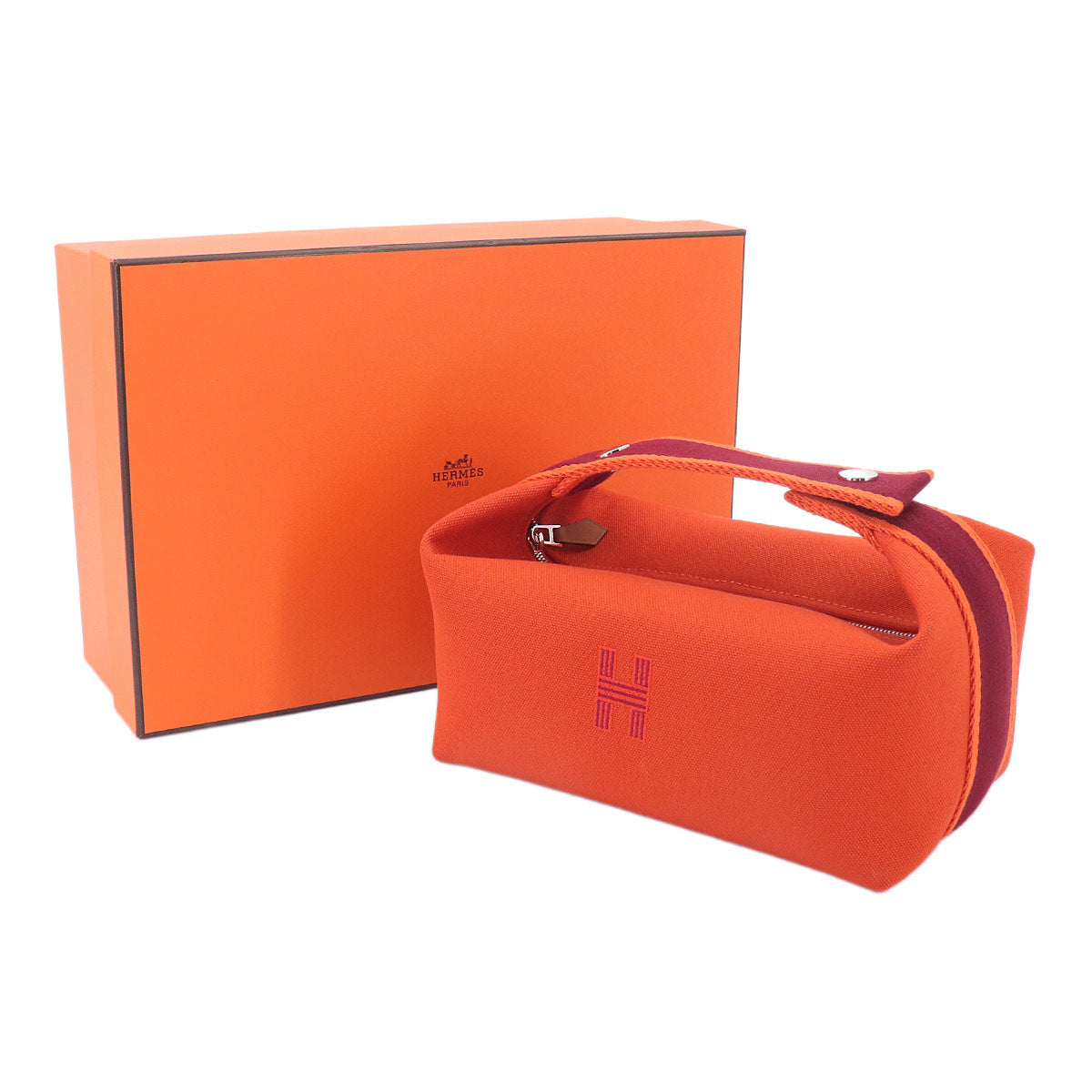 Bride a Brac PM Hand Bag Toile H Feu Orange Rouge H Pouch