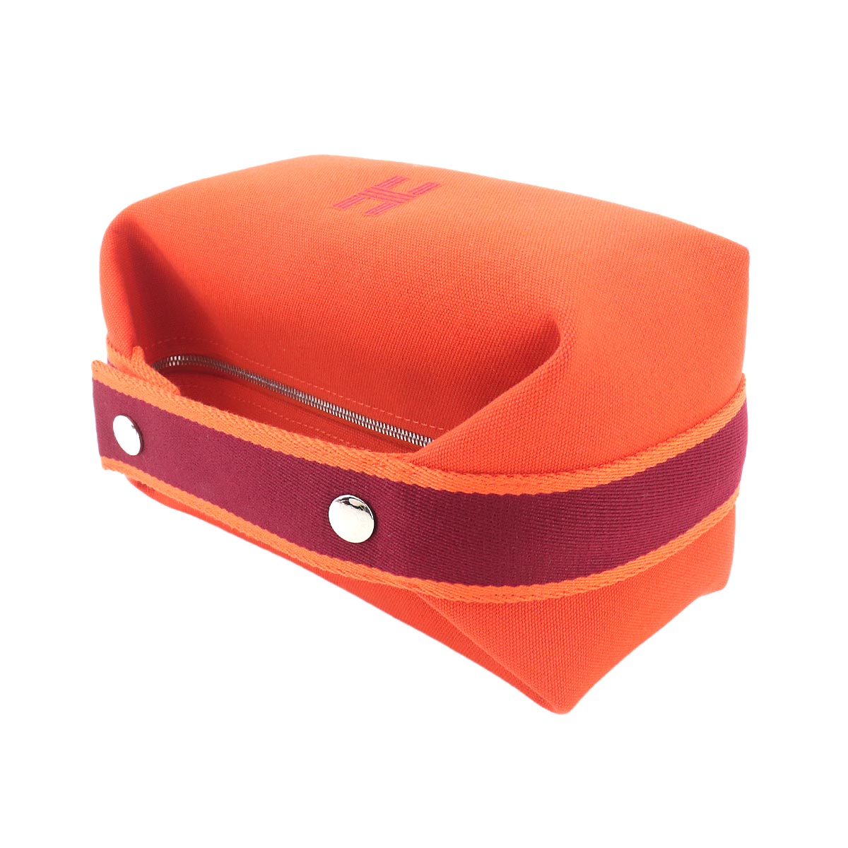 Bride a Brac PM Hand Bag Toile H Feu Orange Rouge H Pouch