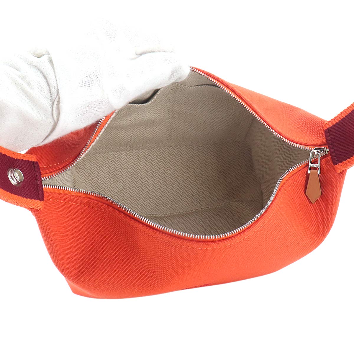 Bride a Brac PM Hand Bag Toile H Feu Orange Rouge H Pouch