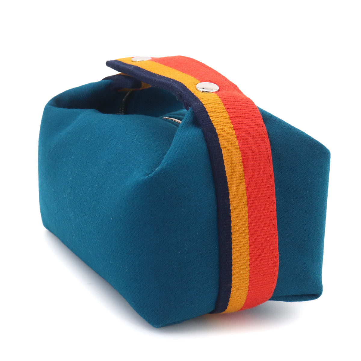 HERMES Bride a Brac PM Hand Bag Wool Bleu Paon Rocabar