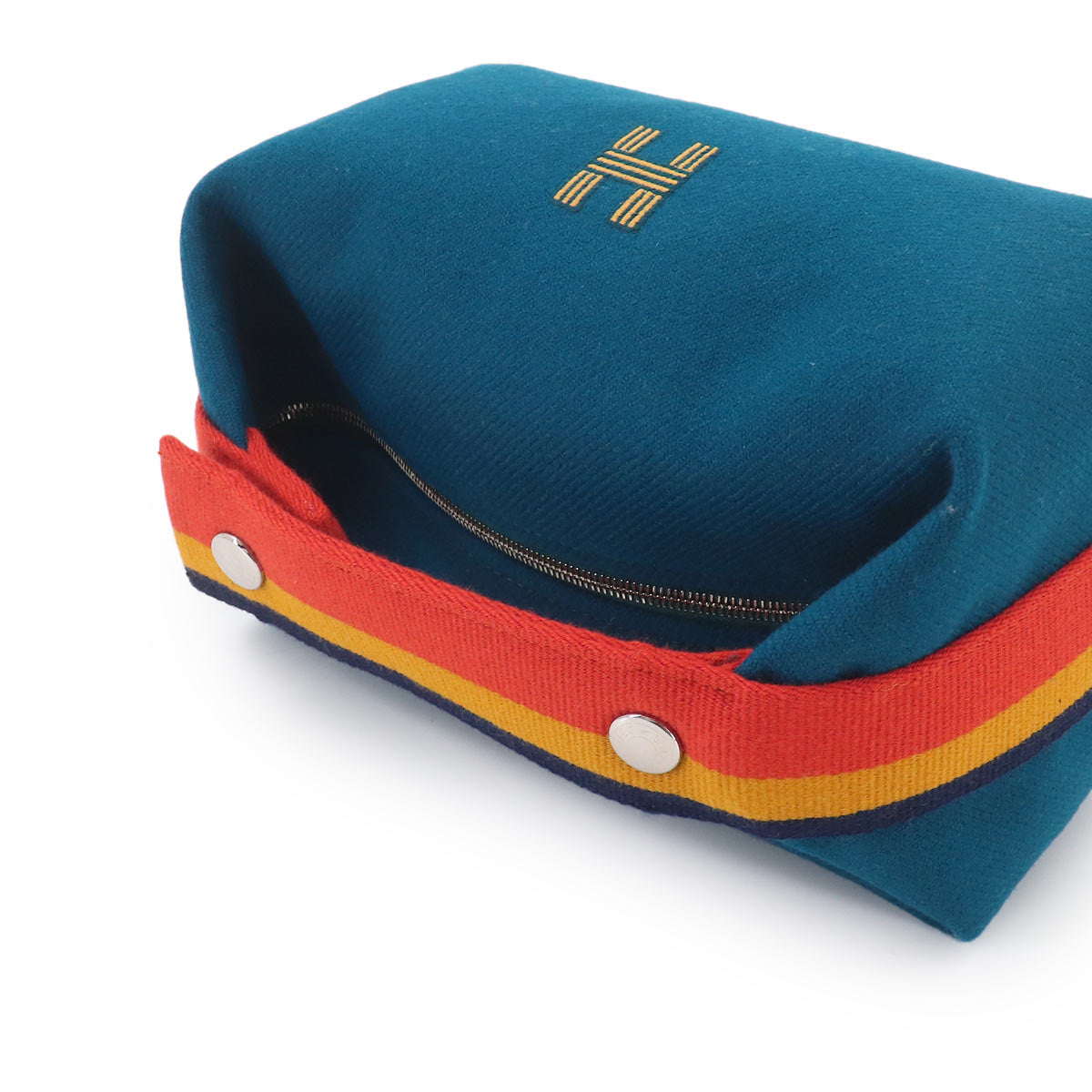 HERMES Bride a Brac PM Hand Bag Wool Bleu Paon Rocabar