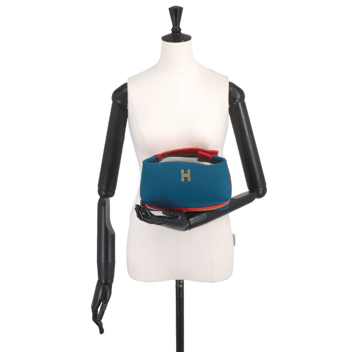 HERMES Bride a Brac PM Hand Bag Wool Bleu Paon Rocabar