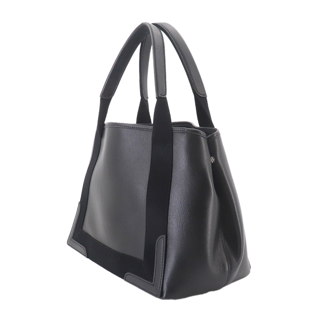 Navy Cabas Small Tote Bag Leather Black 339933 Purse