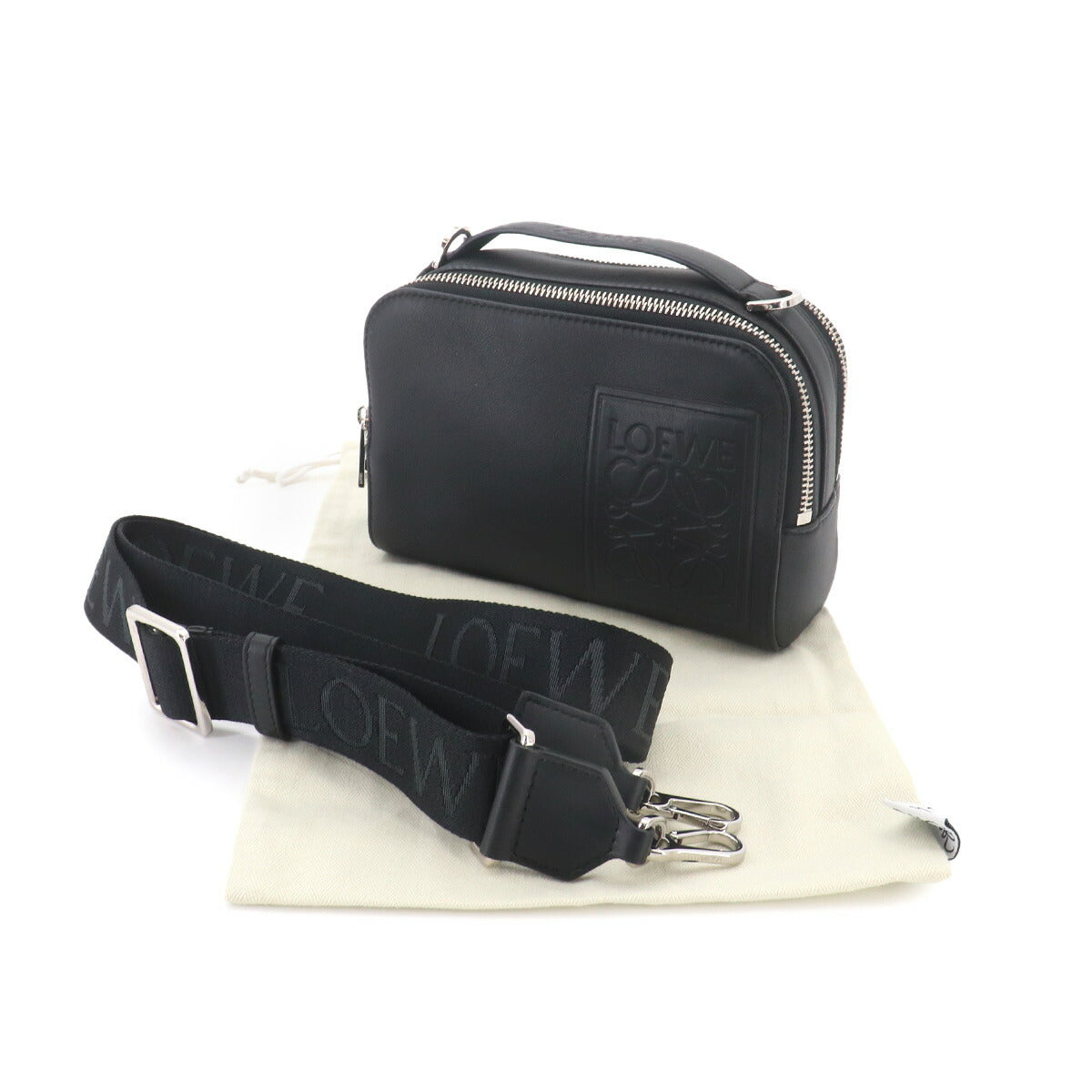 Mini crossbody camera Bag Hand Shoulder Bag Leather Black Anagram