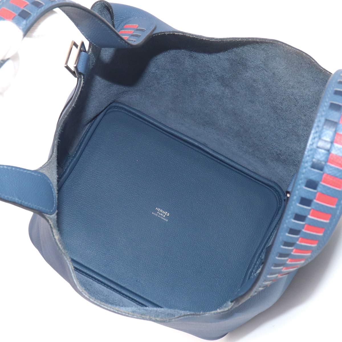 Picotin Lock MM Tressage Hand Bag Epsom Bleu Brighton Capucine