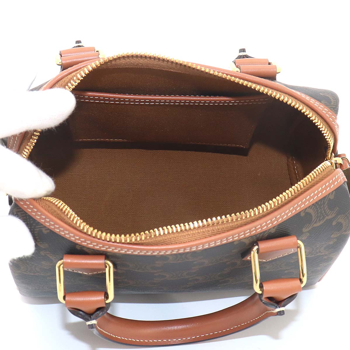 Triomphe Small Boston Bag Hand Shoulder PVC Leather 113772