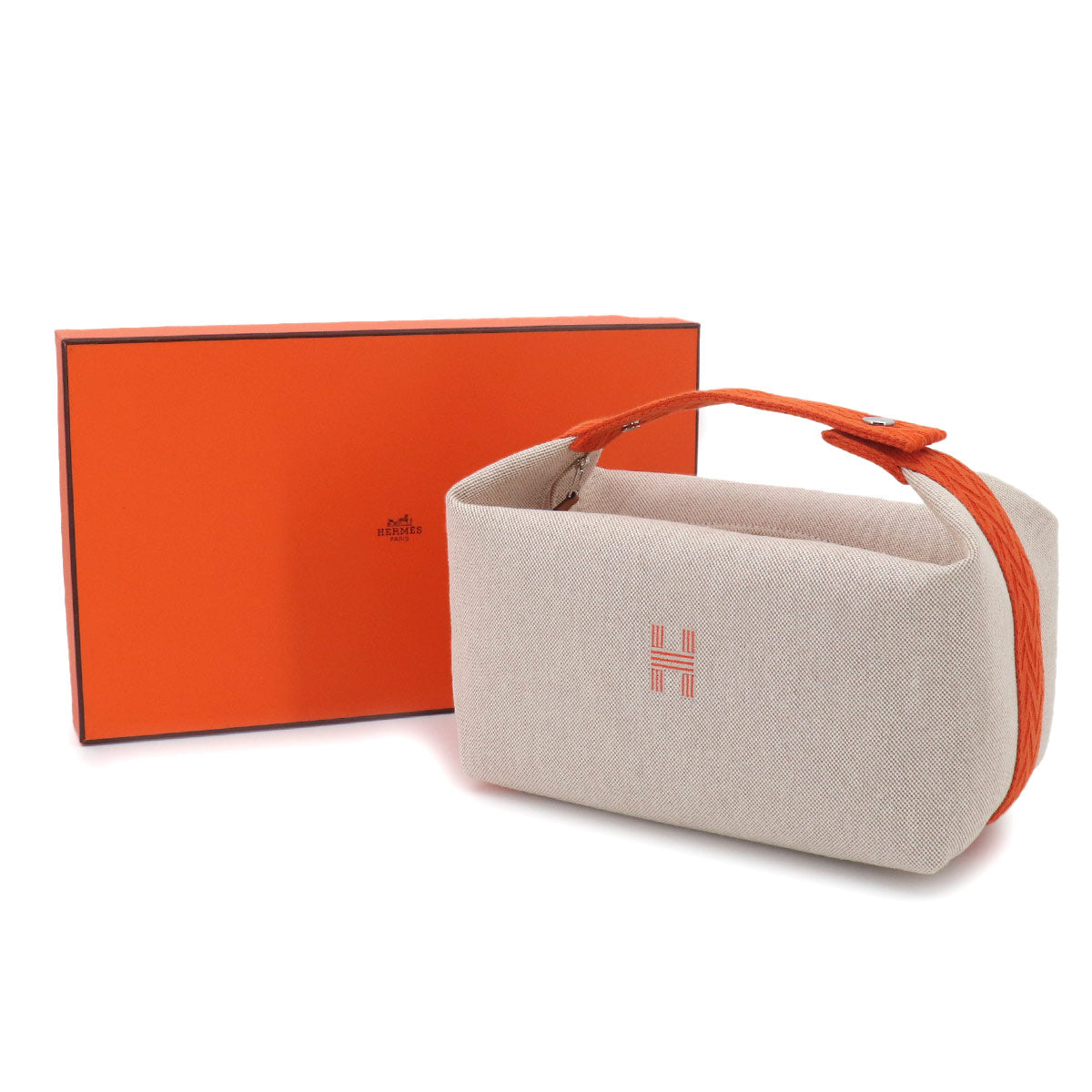 Bride a Brac GM Hand Bag Toile H Orange Naturel Pouch