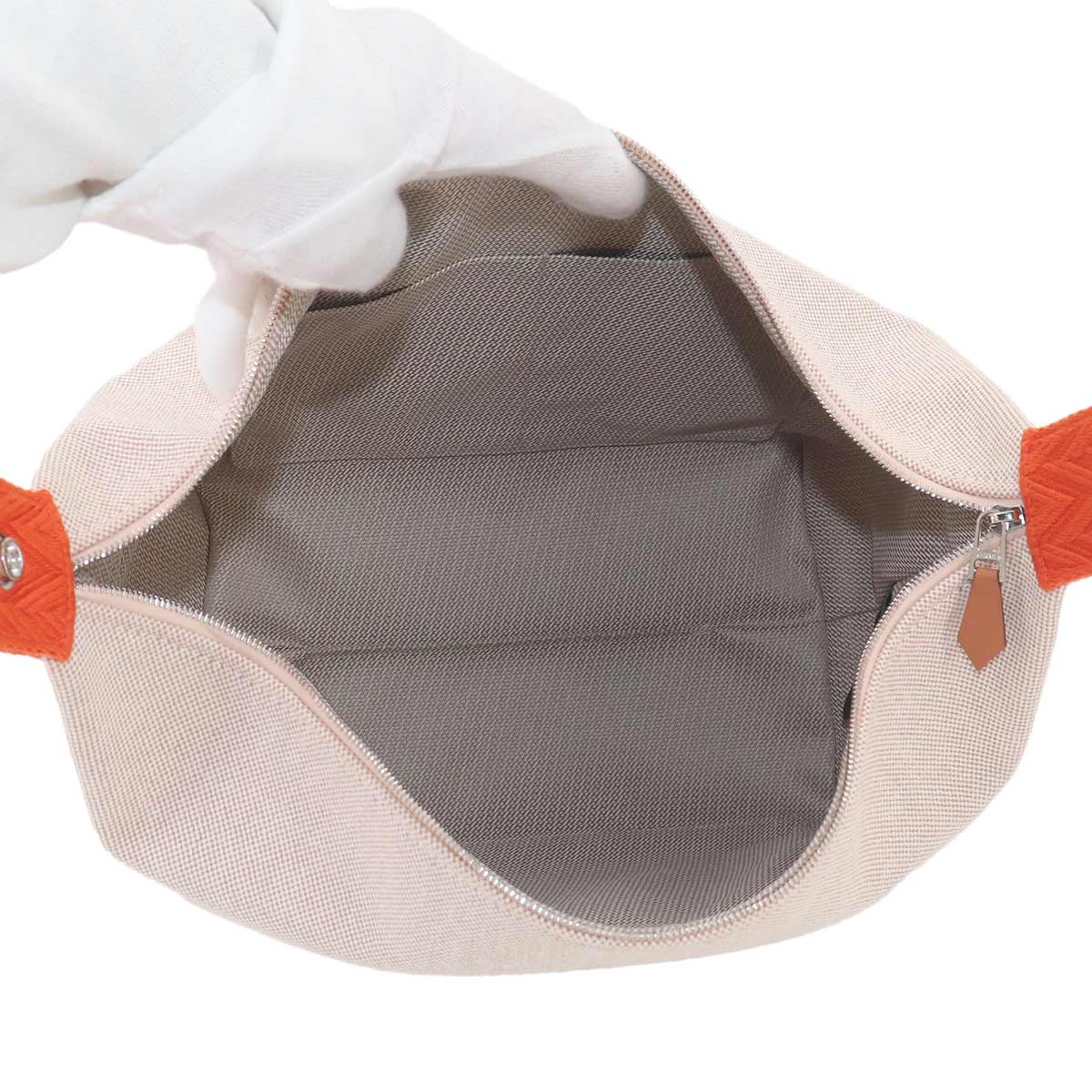 Bride a Brac GM Hand Bag Toile H Orange Naturel Pouch