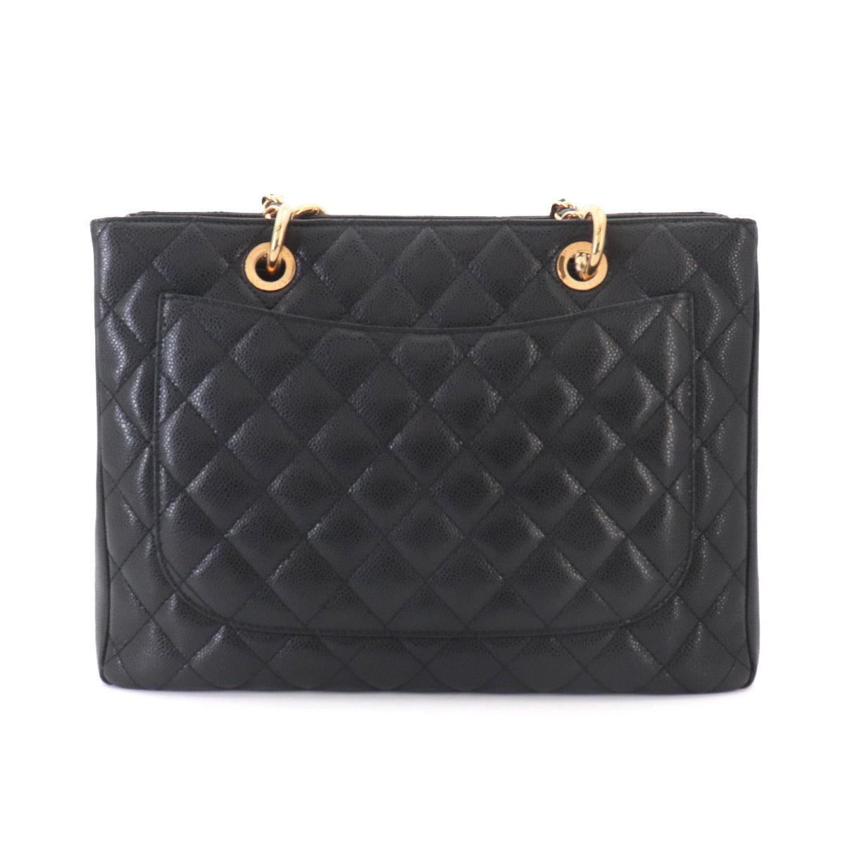 Matelasse Grand Shopping Tote Bag Leather Black GST A50995