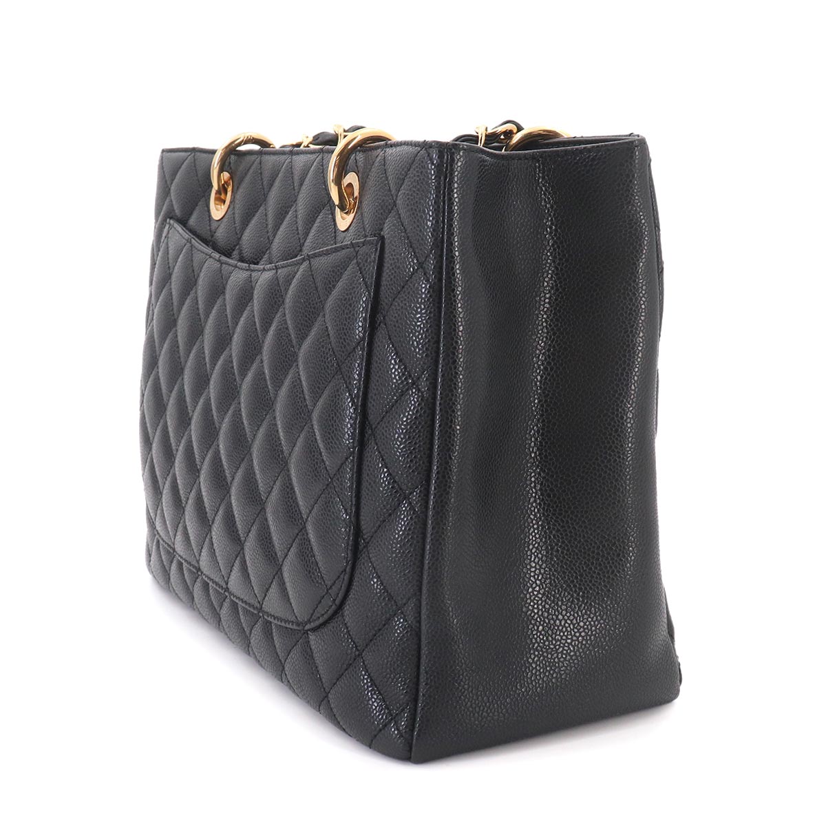 Matelasse Grand Shopping Tote Bag Leather Black GST A50995
