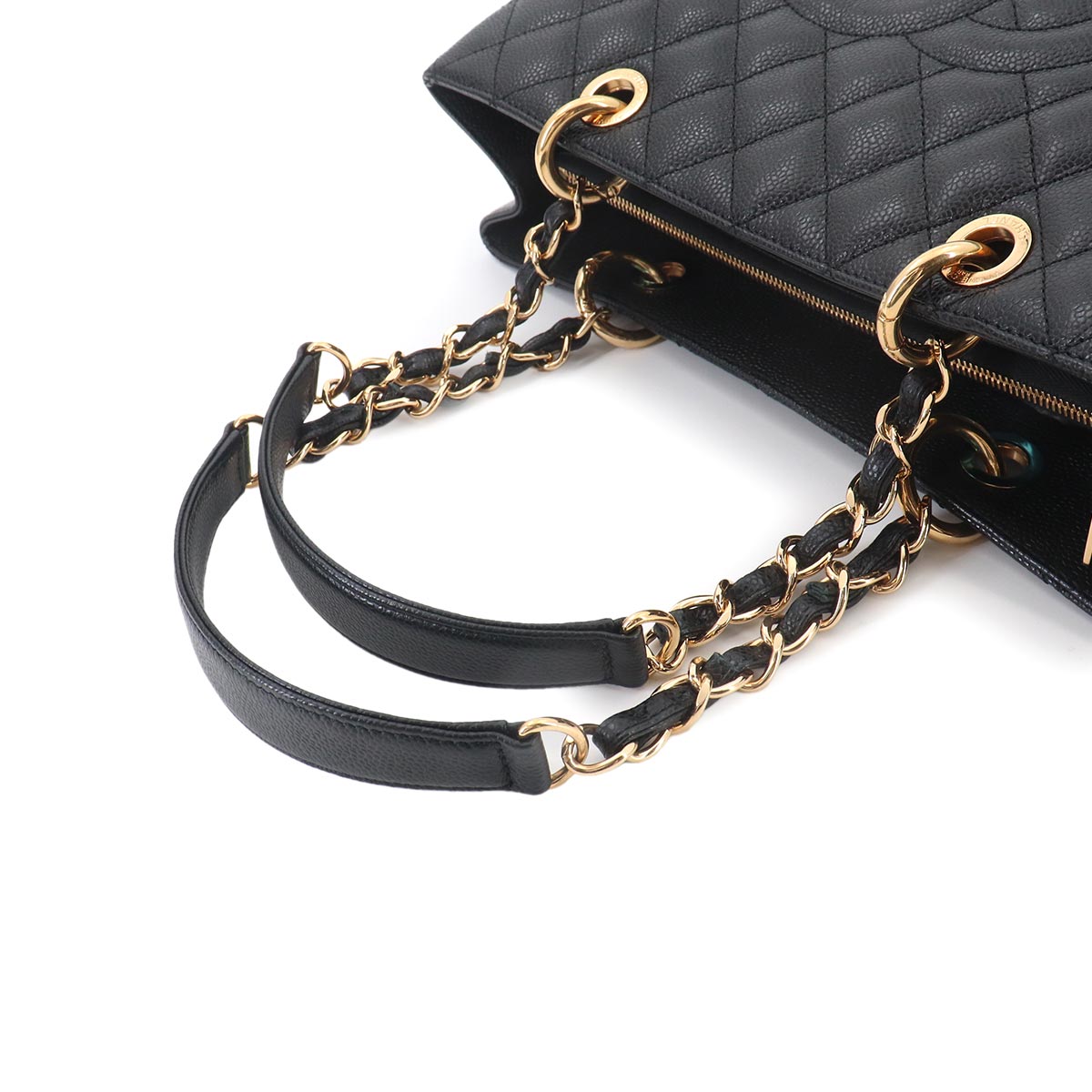 Matelasse Grand Shopping Tote Bag Leather Black GST A50995