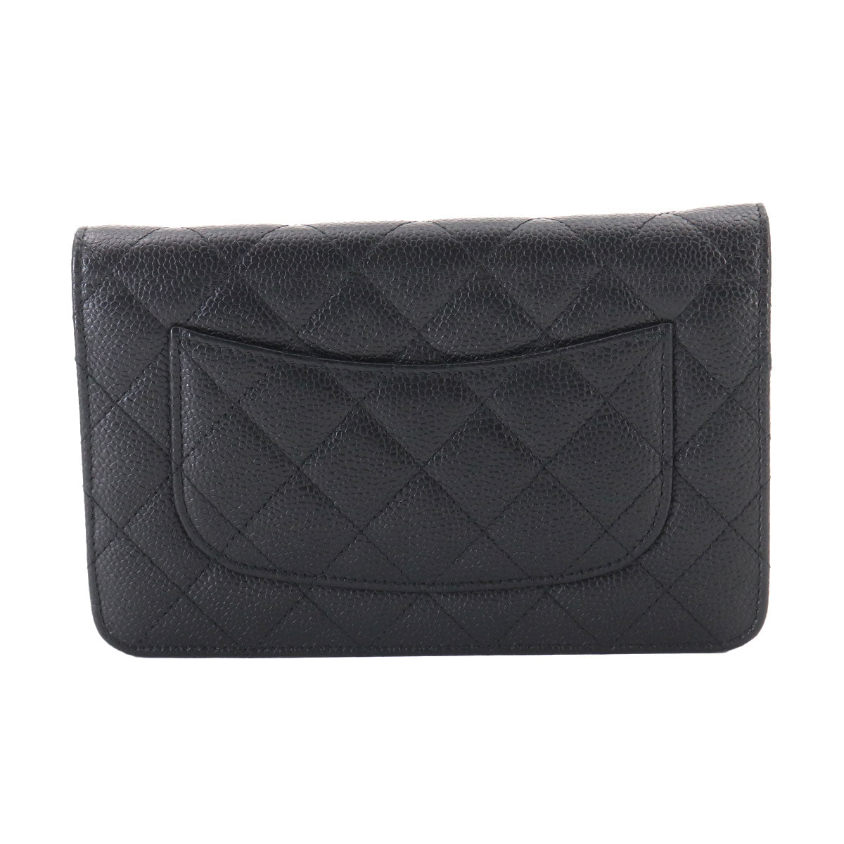 Matelasse Chain Wallet Leather Black A33814 Purse