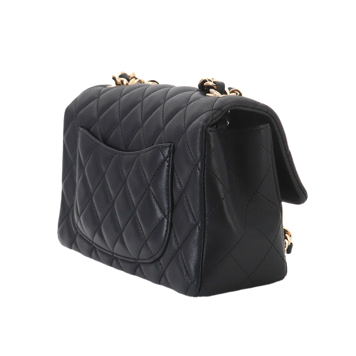 Mini Matelasse Hand Shoulder Bag Leather Black AS3326