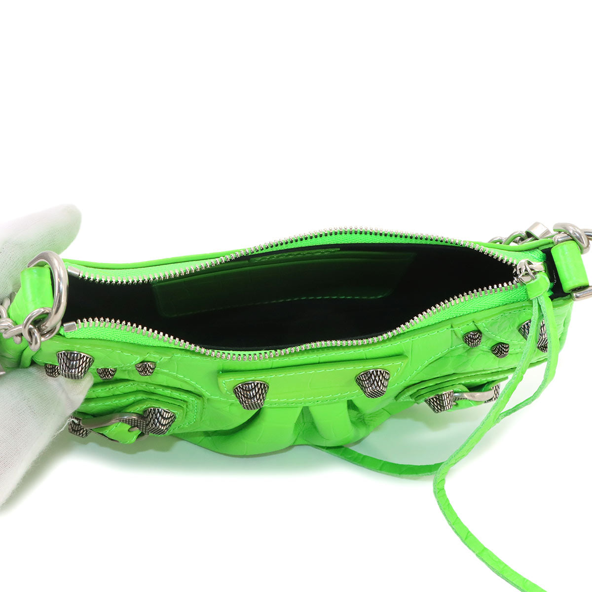 Le Cagole Mini Hand Shoulder Bag Leather Green 695814