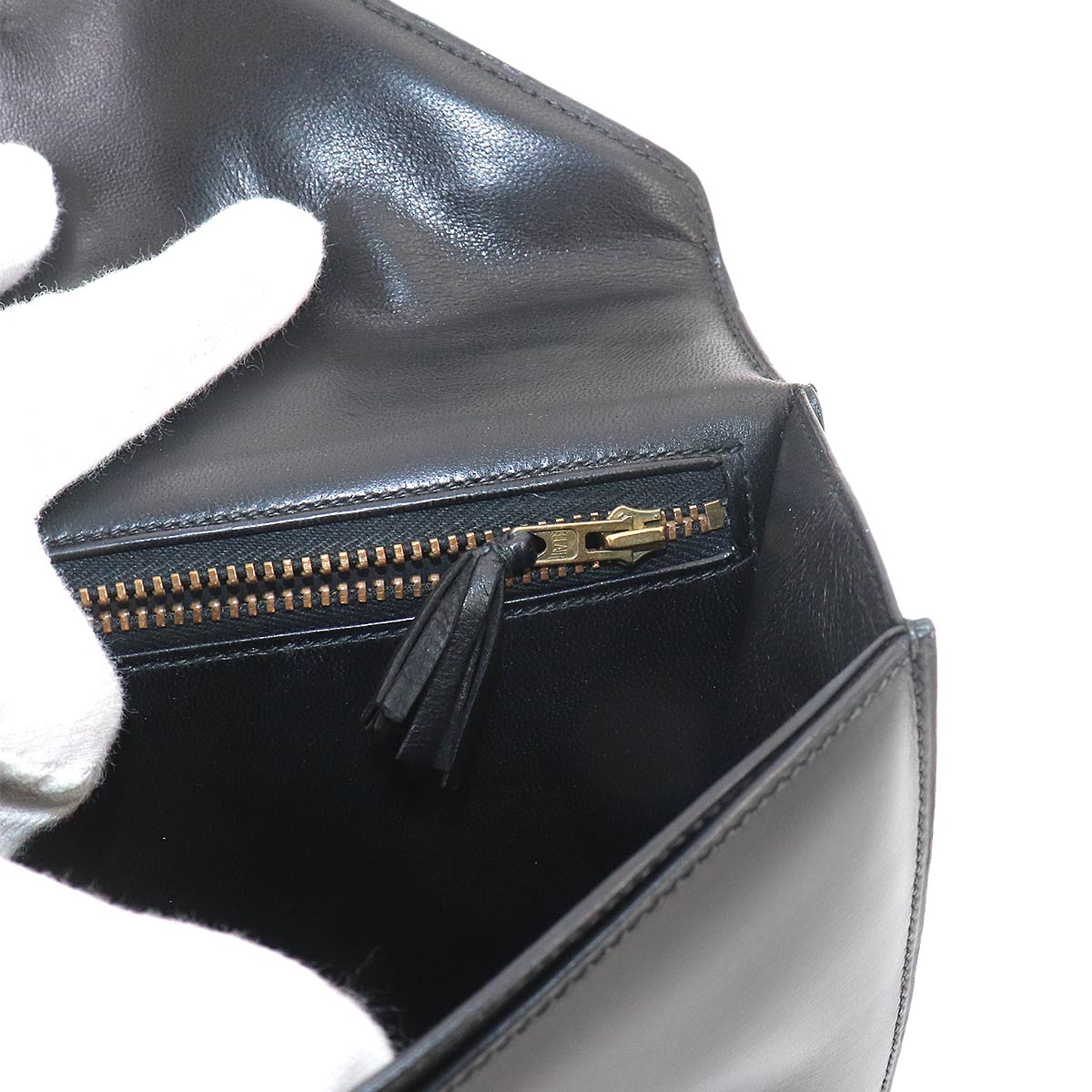 Alcazar Shoulder Bag Box Calf Leather Black Vintage Antique