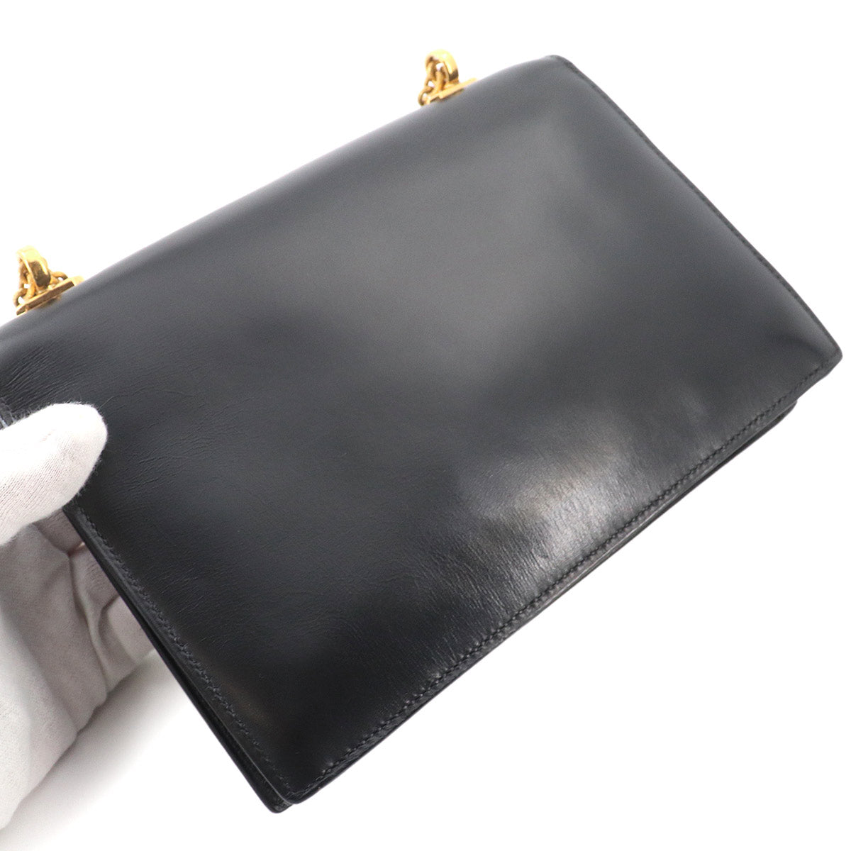 Alcazar Shoulder Bag Box Calf Leather Black Vintage Antique
