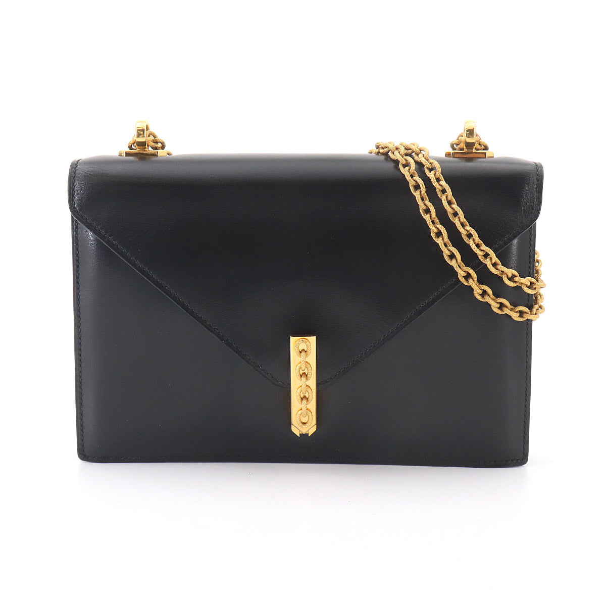 Alcazar Shoulder Bag Box Calf Leather Black Vintage Antique