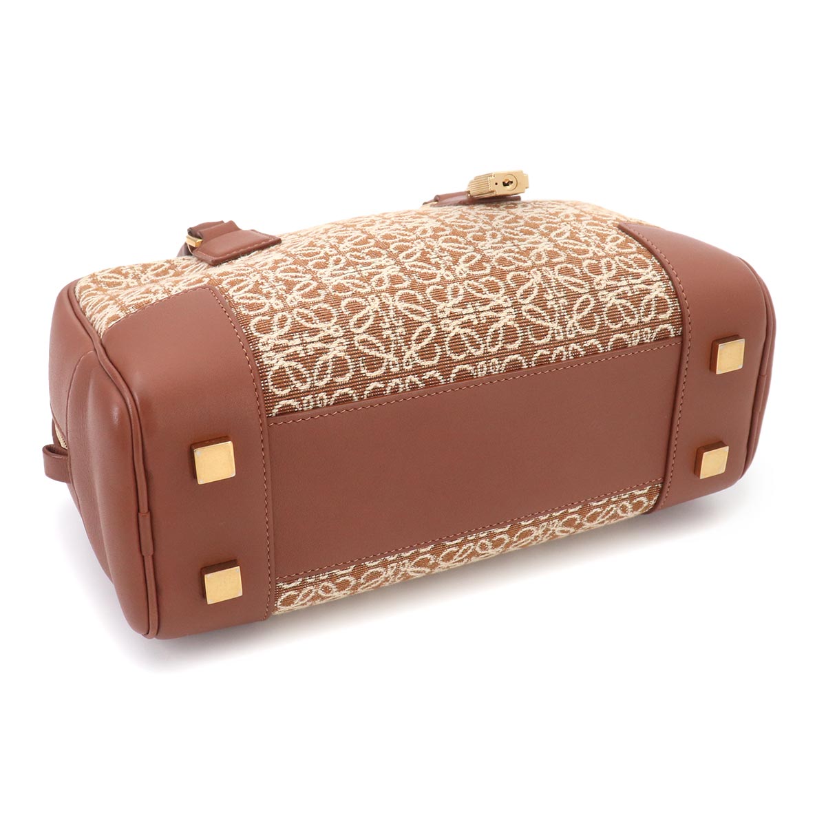 Amazona 23 2way Hand Shoulder Bag Leather Jacquard Tan Purse