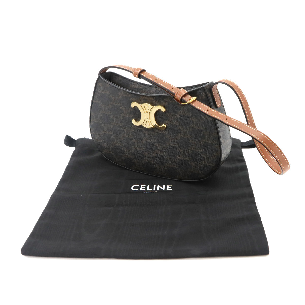 Triomphe Shoulder Bag PVC Leather Brown 115702