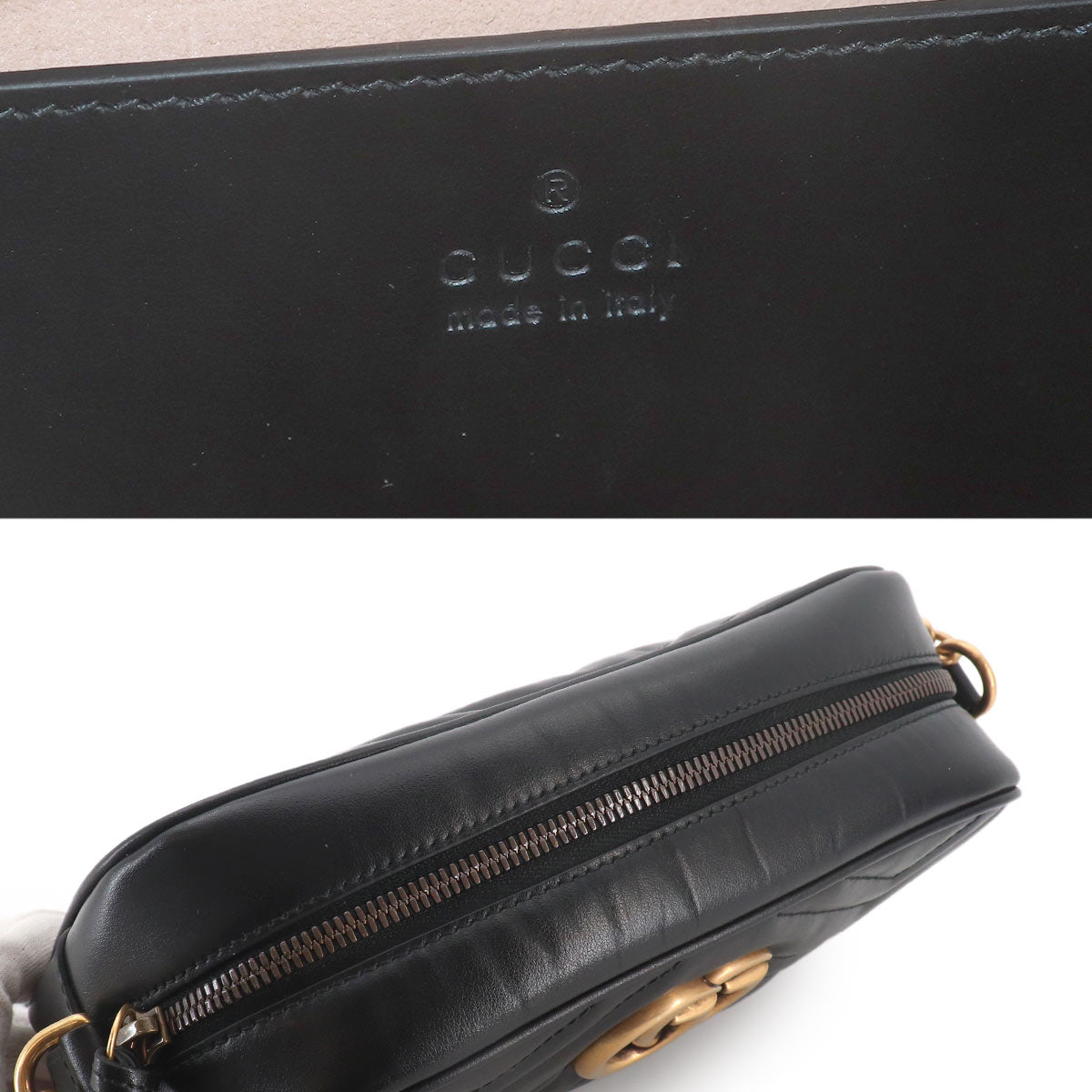 GG Marmont Chain Shoulder Bag Leather Black 447632 Purse