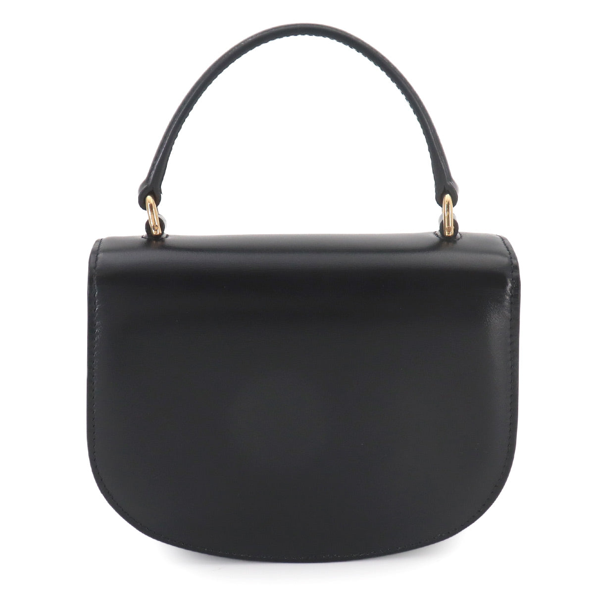 Triomphe Mini Besace Clea Hand Shoulder Bag Leather Black