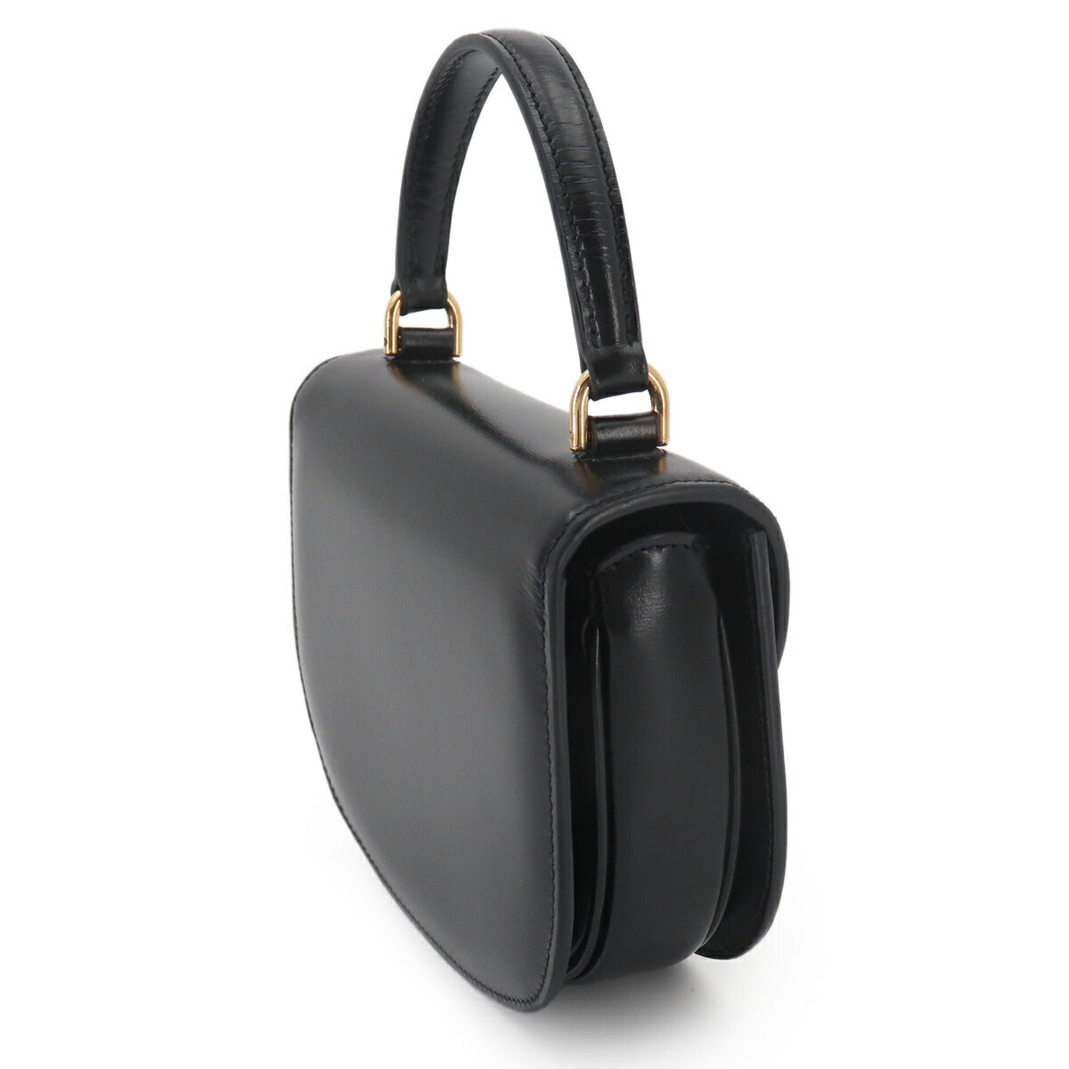 Triomphe Mini Besace Clea Hand Shoulder Bag Leather Black