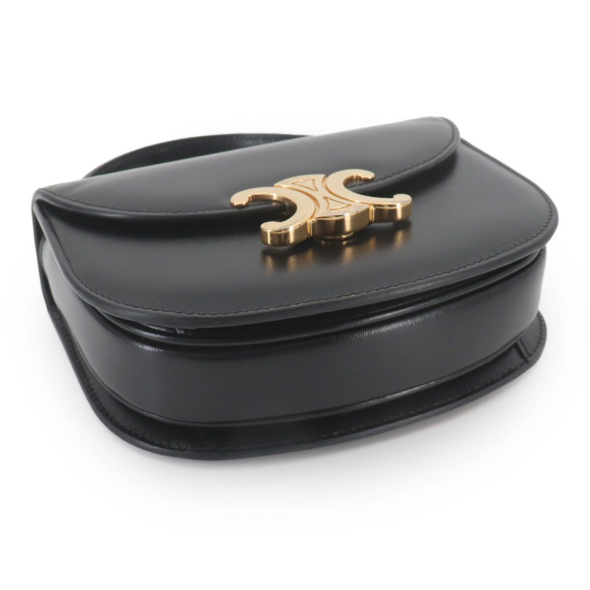 Triomphe Mini Besace Clea Hand Shoulder Bag Leather Black