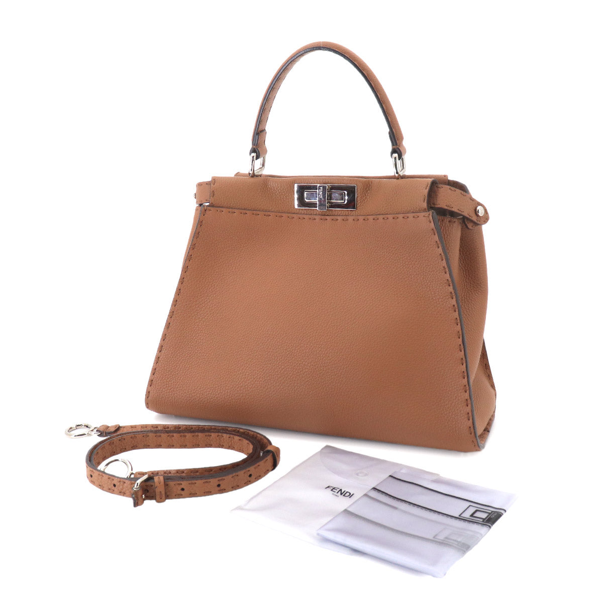Selleria Peekaboo 2way Hand Shoulder Bag Leather Brown 8BN226