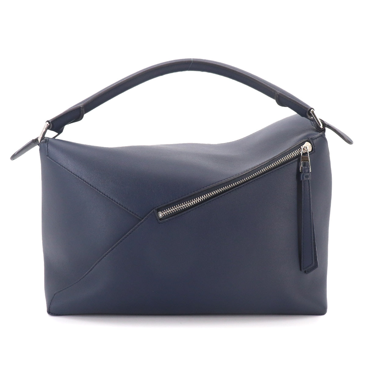 Pazzle Edge Bag Large Hand Shoulder Bag Leather Navy