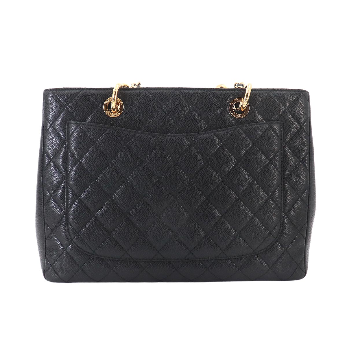 Matelasse Grand Shopping Tote Bag Leather Black GST A50995