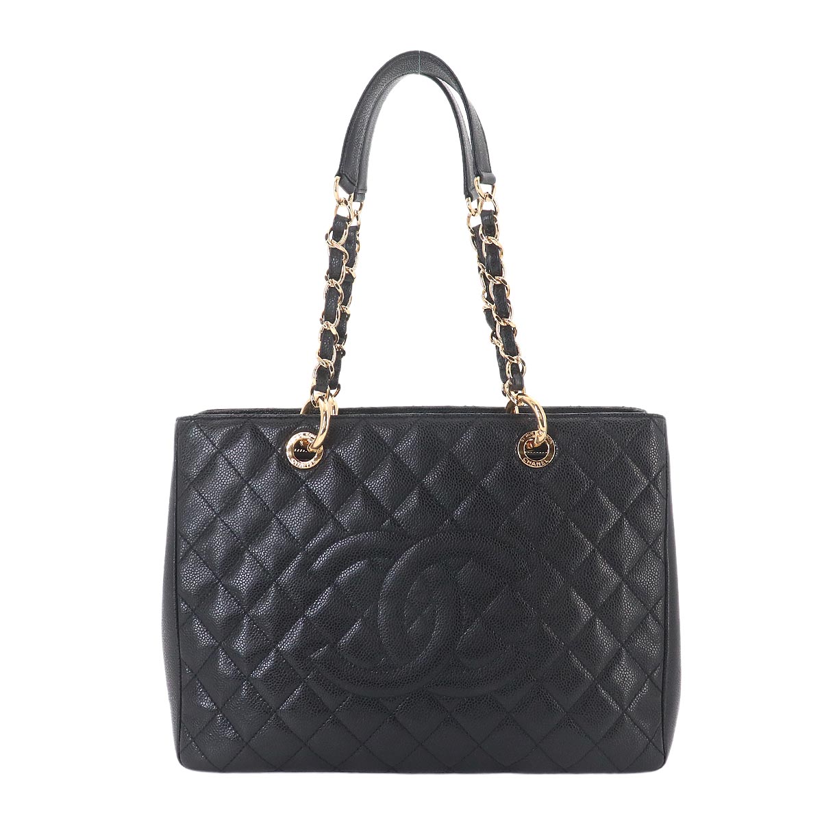 Matelasse Grand Shopping Tote Bag Leather Black GST A50995