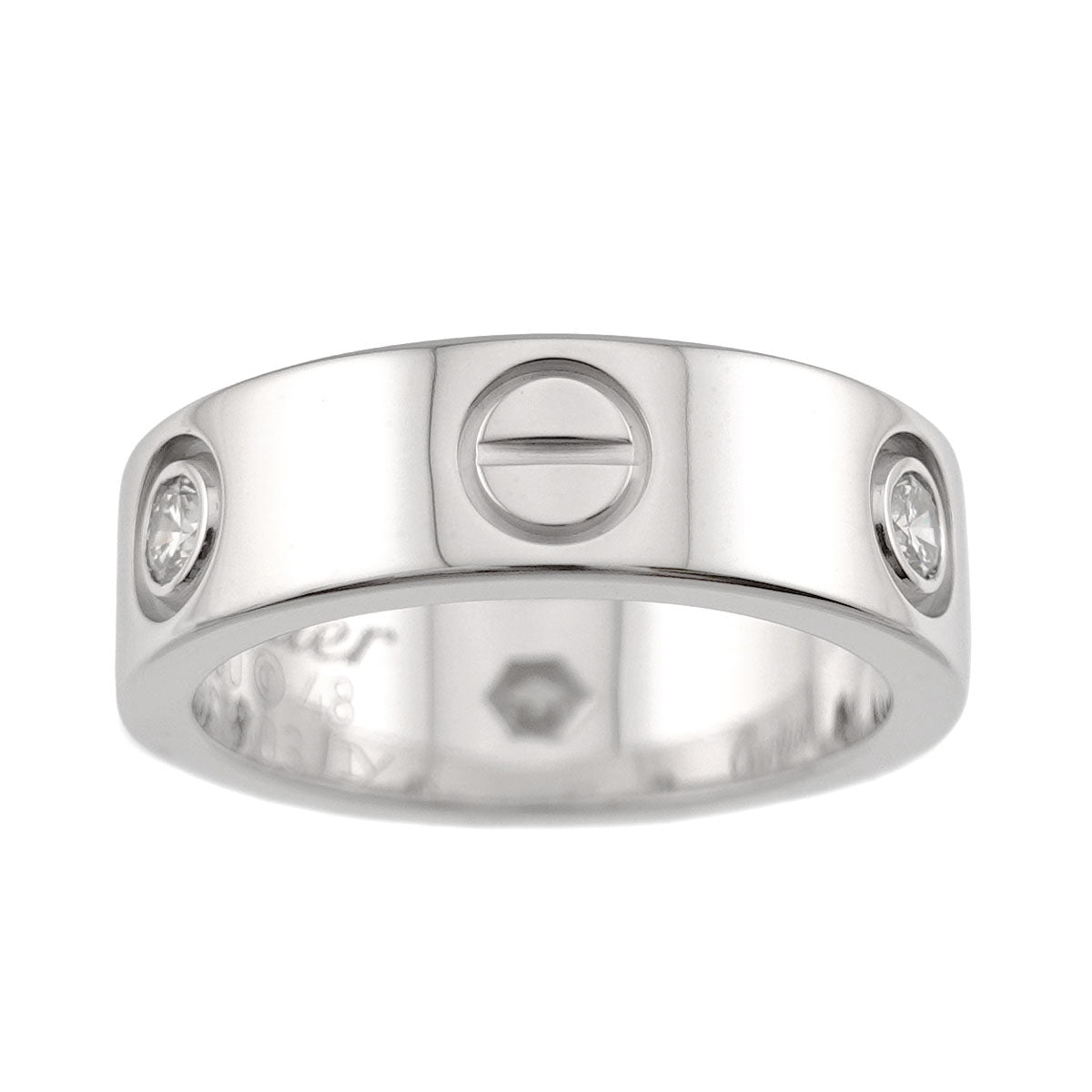 Love Ring Half Diamond 3P 18K White Gold 750 size48 4.5(US)