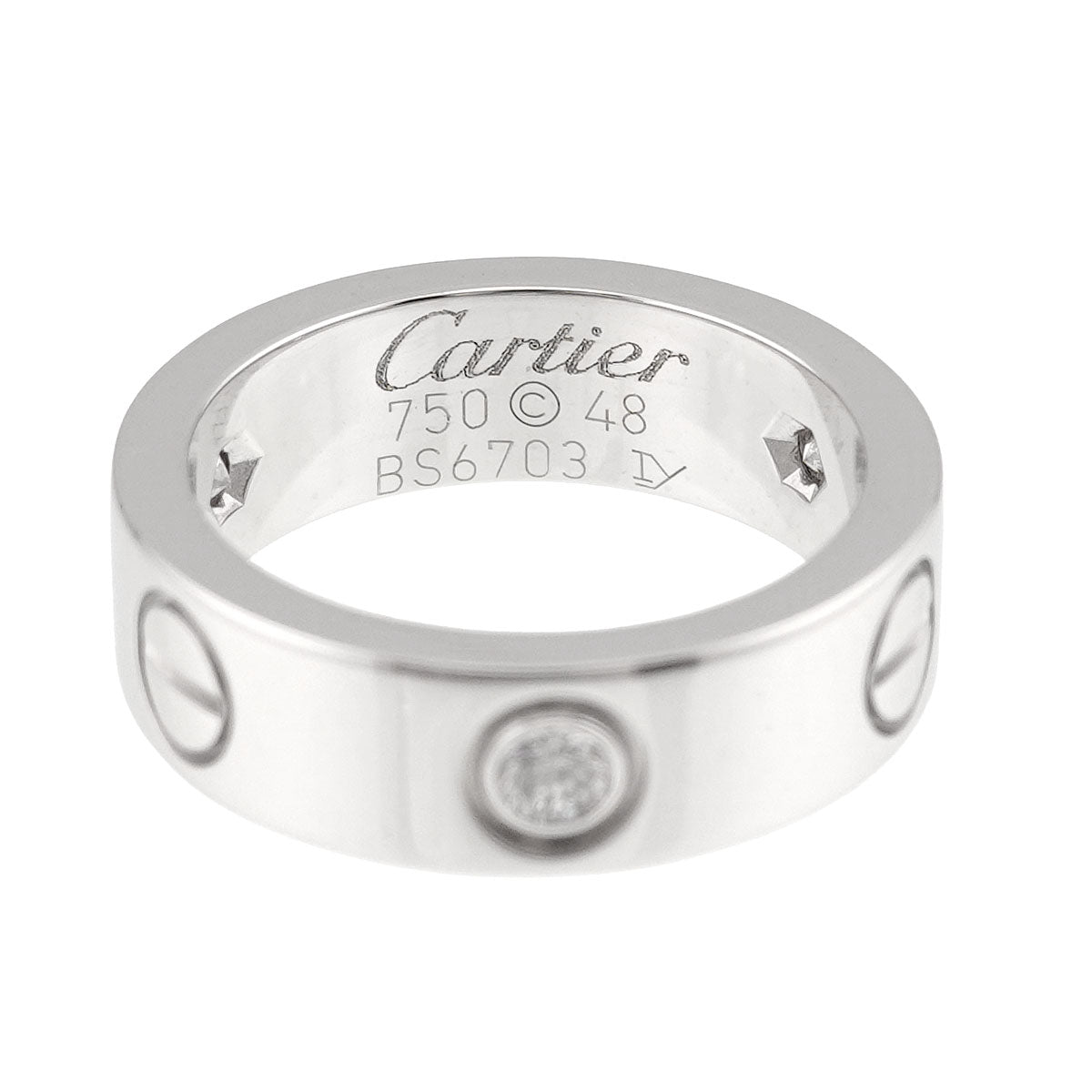 Love Ring Half Diamond 3P 18K White Gold 750 size48 4.5(US)