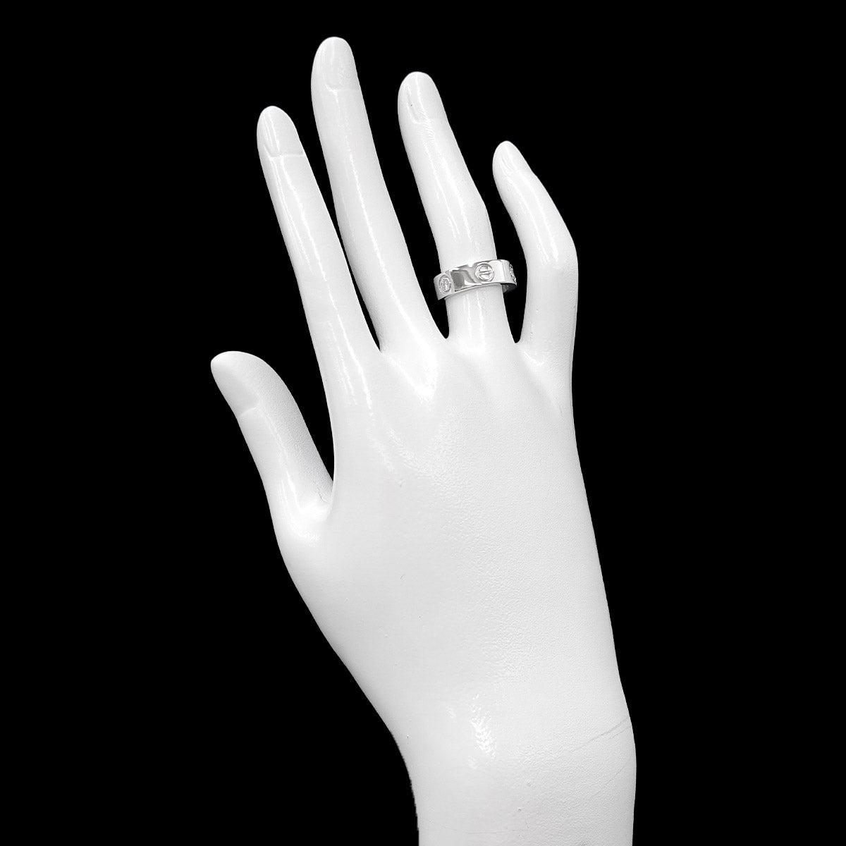 Love Ring Half Diamond 3P 18K White Gold 750 size48 4.5(US)
