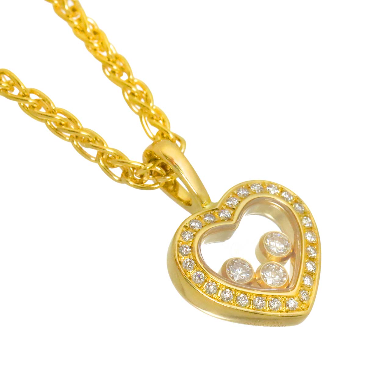 Happy Diamond Heart Necklace 18K Yellow Gold 750