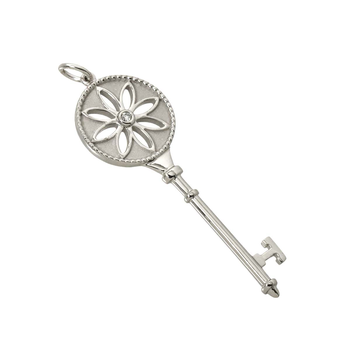 TIFFANY Co. Daisy Diamond Key Pendant Top 18K WG 750