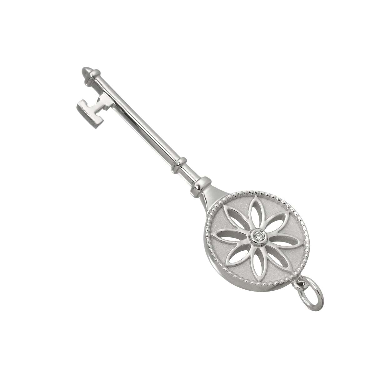 TIFFANY Co. Daisy Diamond Key Pendant Top 18K WG 750
