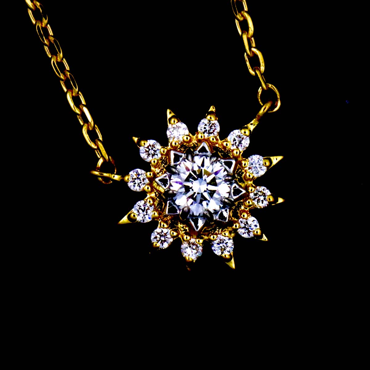 Diamond 0.08ct Necklace 18K YG 750 Pt