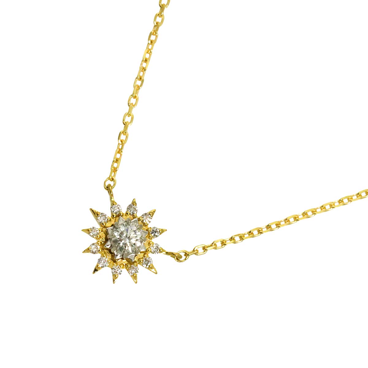 Diamond 0.08ct Necklace 18K YG 750 Pt