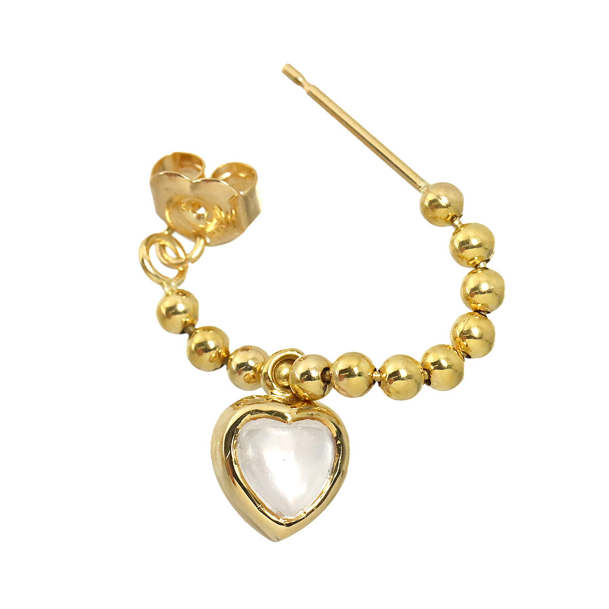 Heart Quartz Earrings Pierced 18K Yellow Gold 750