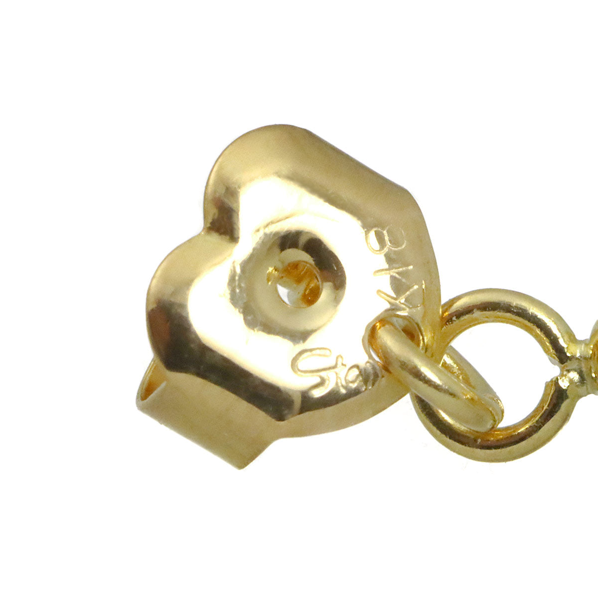 Heart Quartz Earrings Pierced 18K Yellow Gold 750