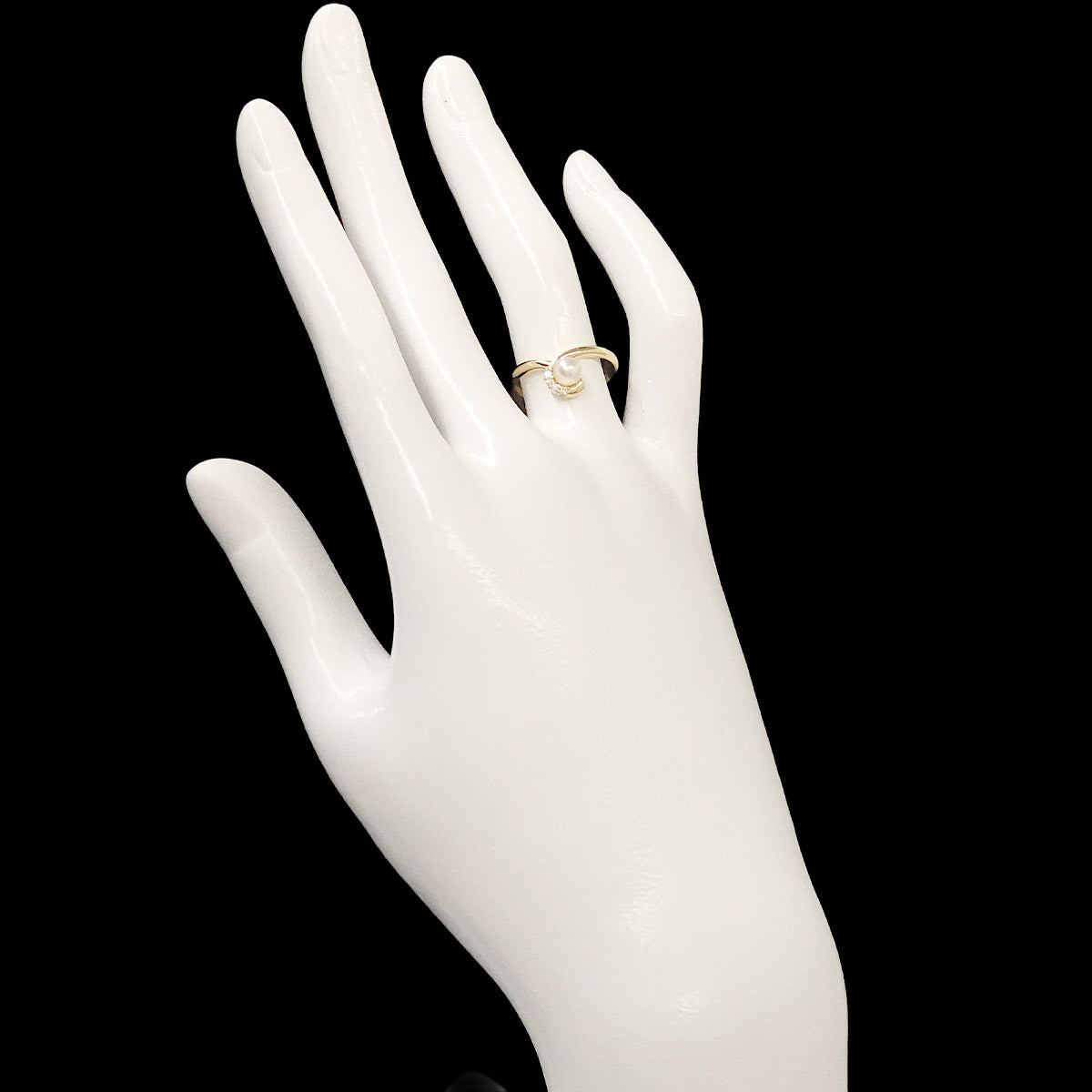 Akoya pearl Diamond Ring 18K YG size5.5-5.75(US)
