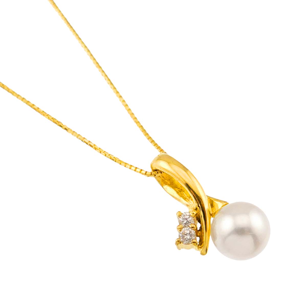 Akoya Pearl Diamond Necklace 18K Yellow Gold 750